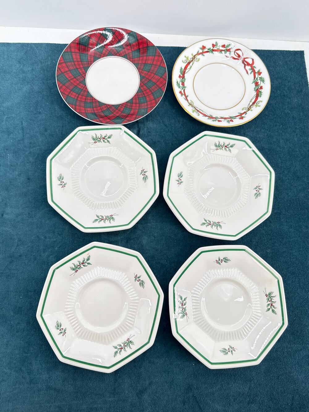 Christmas Saucer Replacement Lot 6 Spode Royal Worcester Sasaki Nikko Holiday